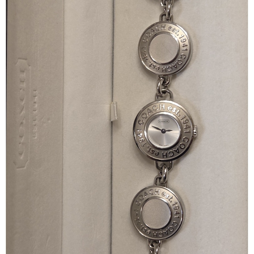 Rare Vintage Coach Watch Coin Bracelet Toggle Clasp 7.5" Excellent Condition - Picture 5 of 8